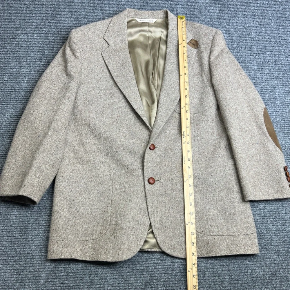 Stafford Country Collection Mens 42R Tweed Sport Coat Elbow Patches